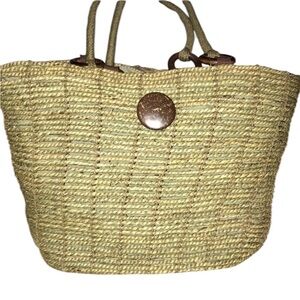 Vintage Avon Green beach / tote  bag matching beaded cuff bracelet NWT